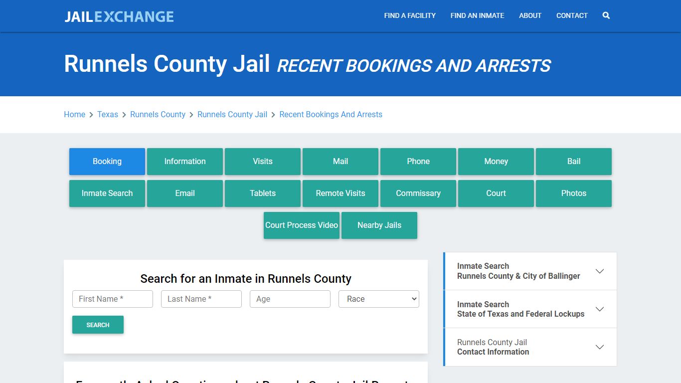 Runnels County Jail Recent Bookings And Arrests - Jail Exchange