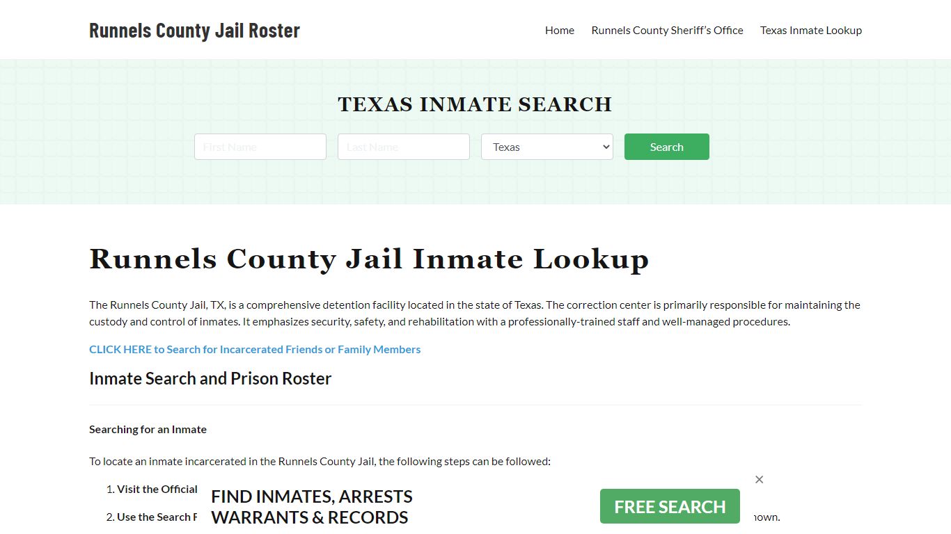 Runnels County Jail Roster Lookup, TX, Inmate Search